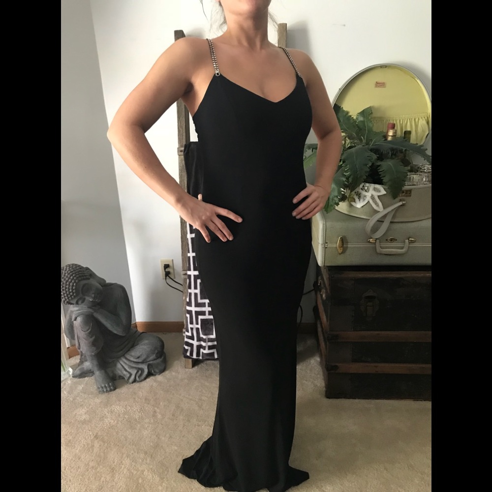 CacheBlack gown with diamond spiderback